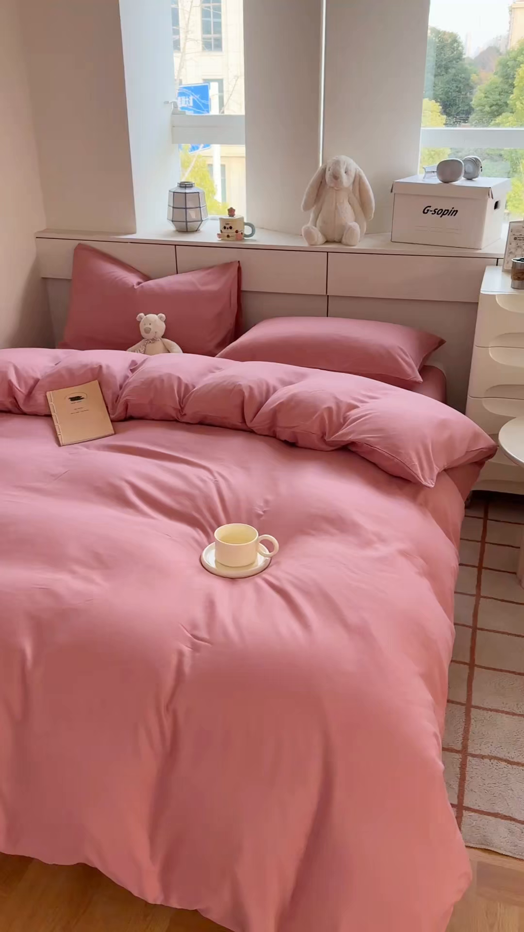 91家纺网 家纺一手货源 找家纺 可可家纺 2025新款纯色磨毛简约水洗棉单被套亲肤床单被套单件被罩 纯豆沙