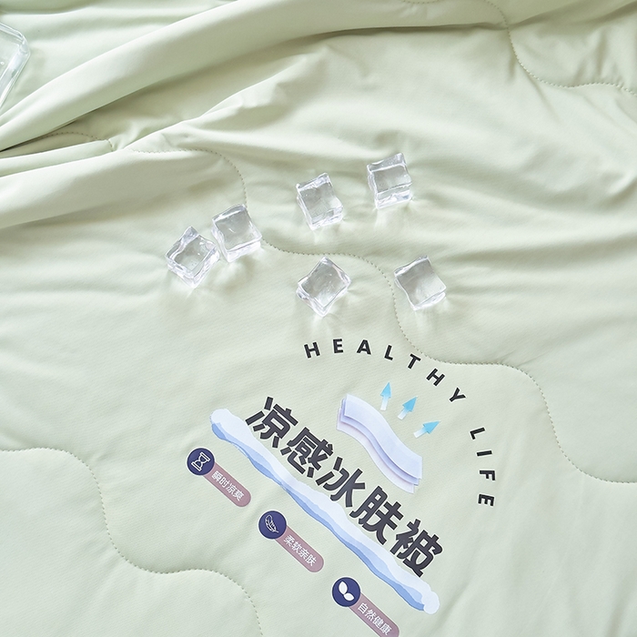 91家纺网 家纺一手货源 找家纺 尚美 2025新款亲肤舒适凉感玫瑰夏被 青草绿