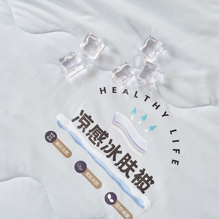 91家纺网 家纺一手货源 找家纺 尚美 2025新款亲肤舒适凉感玫瑰夏被 蓝色