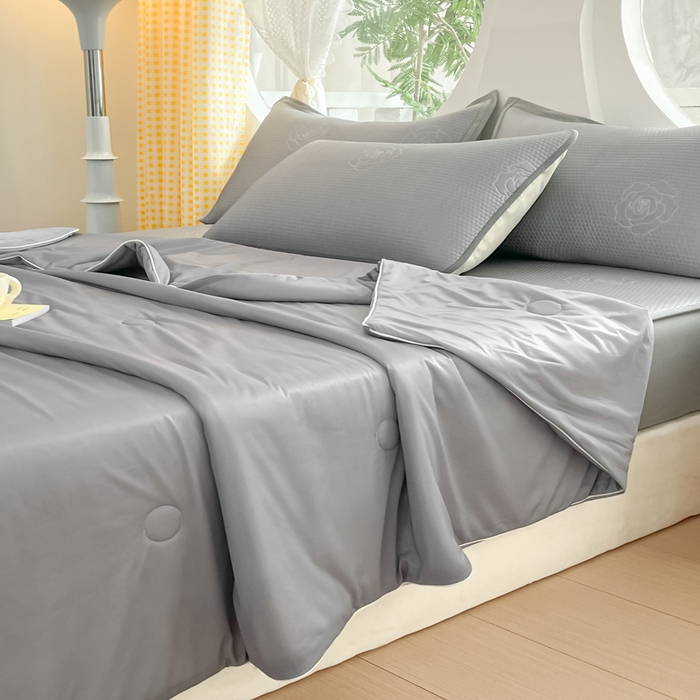 91家纺网 家纺一手货源 找家纺 （总）欧邦 2025春夏新款提花冰豆豆床笠款夏被夏凉被空调被四件套-牡丹花系列