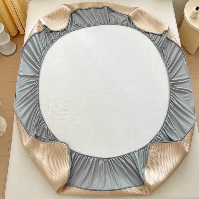 91家纺网 家纺一手货源 找家纺 欧邦 2025春夏新款提花冰豆豆床笠款夏被夏凉被空调被四件套-牡丹花系列 摩卡咖