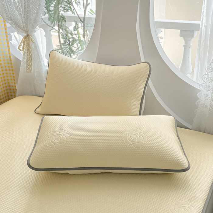 91家纺网 家纺一手货源 找家纺 欧邦 2025春夏新款提花冰豆豆床笠款夏被夏凉被空调被四件套-牡丹花系列 柠檬黄