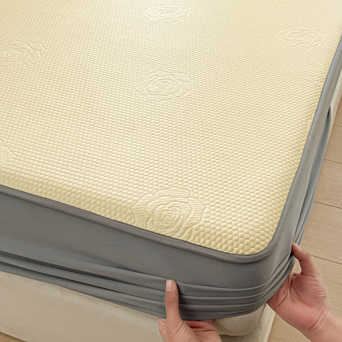 91家纺网 家纺一手货源 找家纺 欧邦 2025春夏新款提花冰豆豆床笠款夏被夏凉被空调被四件套-牡丹花系列 柠檬黄