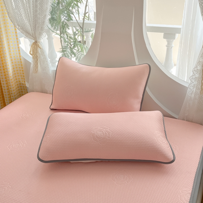 91家纺网 家纺一手货源 找家纺 欧邦 2025春夏新款提花冰豆豆床笠款夏被夏凉被空调被四件套-牡丹花系列 粉玉