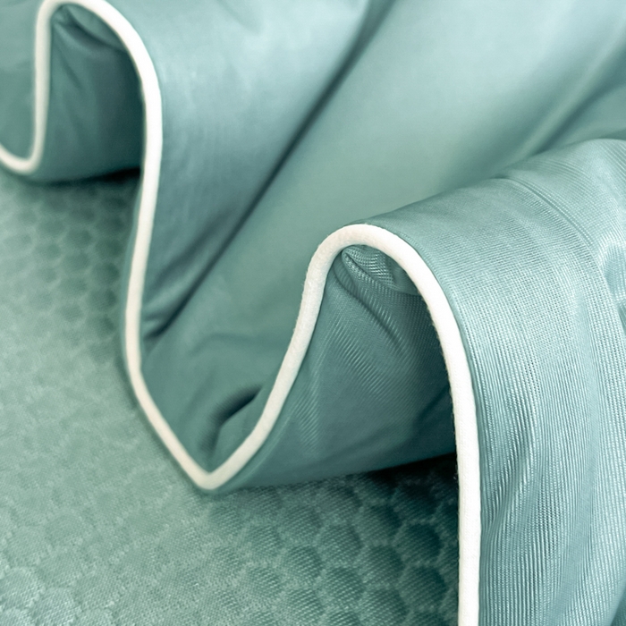 91家纺网 家纺一手货源 找家纺 欧邦 2025春夏新款提花冰豆豆床笠款夏被夏凉被空调被四件套-牡丹花系列 冰爽绿