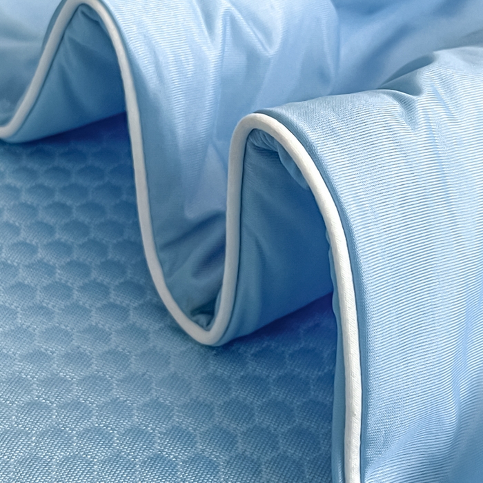 91家纺网 家纺一手货源 找家纺 欧邦 2025春夏新款提花冰豆豆床笠款夏被夏凉被空调被四件套-牡丹花系列 清雅蓝