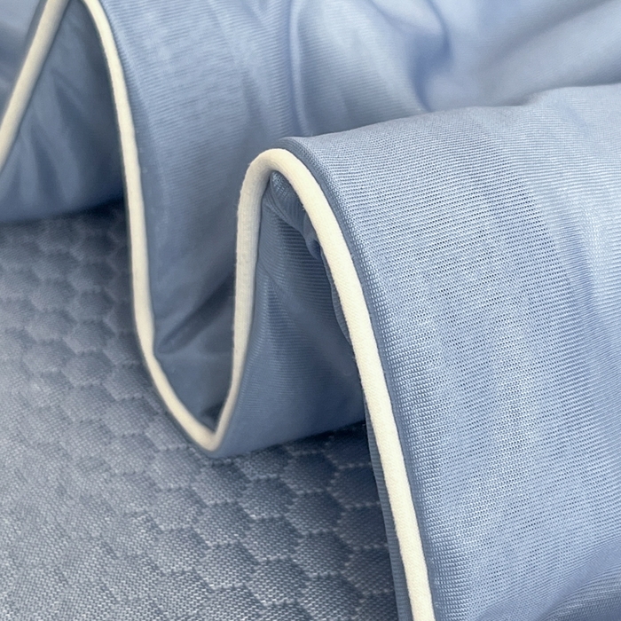 91家纺网 家纺一手货源 找家纺 欧邦 2025春夏新款提花冰豆豆床笠款夏被夏凉被空调被四件套-牡丹花系列 蓝灰