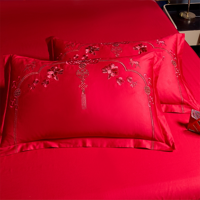 91家纺网 家纺一手货源 找家纺 （总）博之洋婚庆 2025新款全棉纯棉新中式婚庆刺绣四件套-总