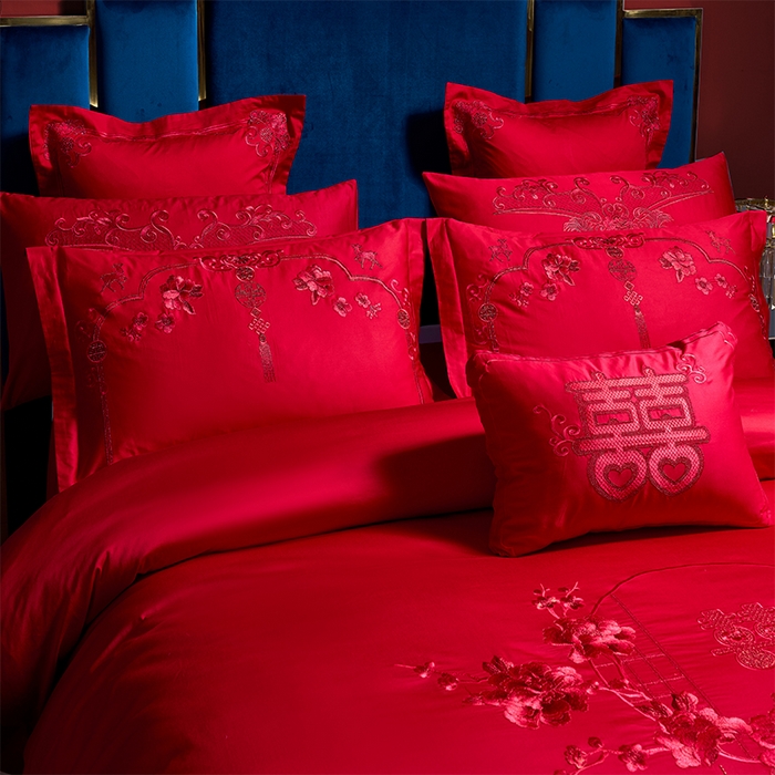 91家纺网 家纺一手货源 找家纺 （总）博之洋婚庆 2025新款全棉纯棉新中式婚庆刺绣四件套-总