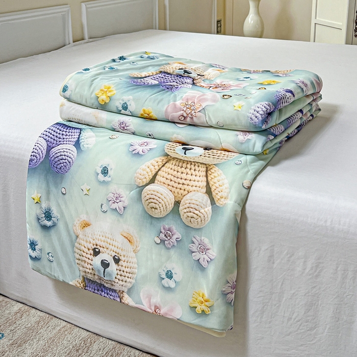 91家纺网 家纺一手货源 找家纺 庭彤 2025新款5D夏被空调被A类云母仿锦氨凉感丝夏凉被子被芯【 量大可谈】 5D数码布偶熊