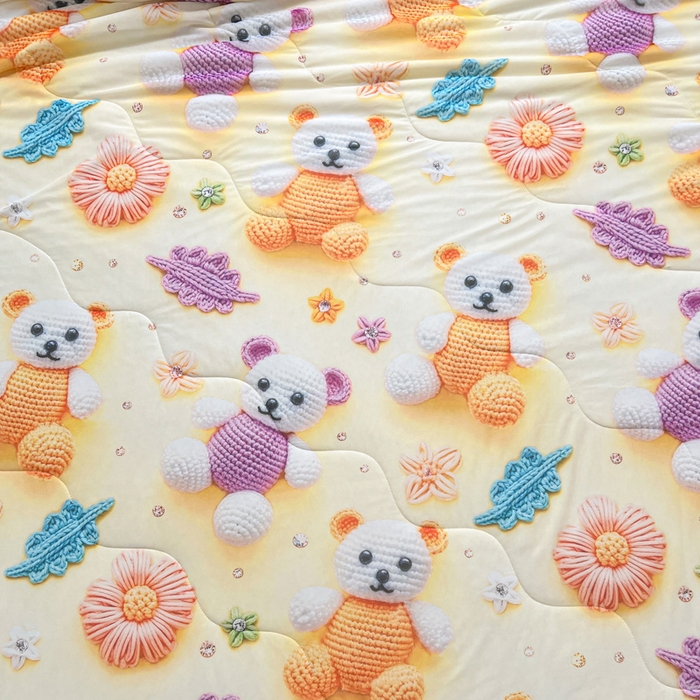 91家纺网 家纺一手货源 找家纺 庭彤 2025新款5D夏被空调被A类云母仿锦氨凉感丝夏凉被子被芯【 量大可谈】 5D数码可爱熊