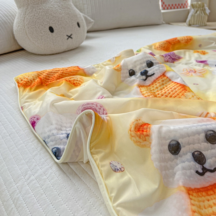 91家纺网 家纺一手货源 找家纺 庭彤 2025新款5D夏被空调被A类云母仿锦氨凉感丝夏凉被子被芯【 量大可谈】 5D数码可爱熊