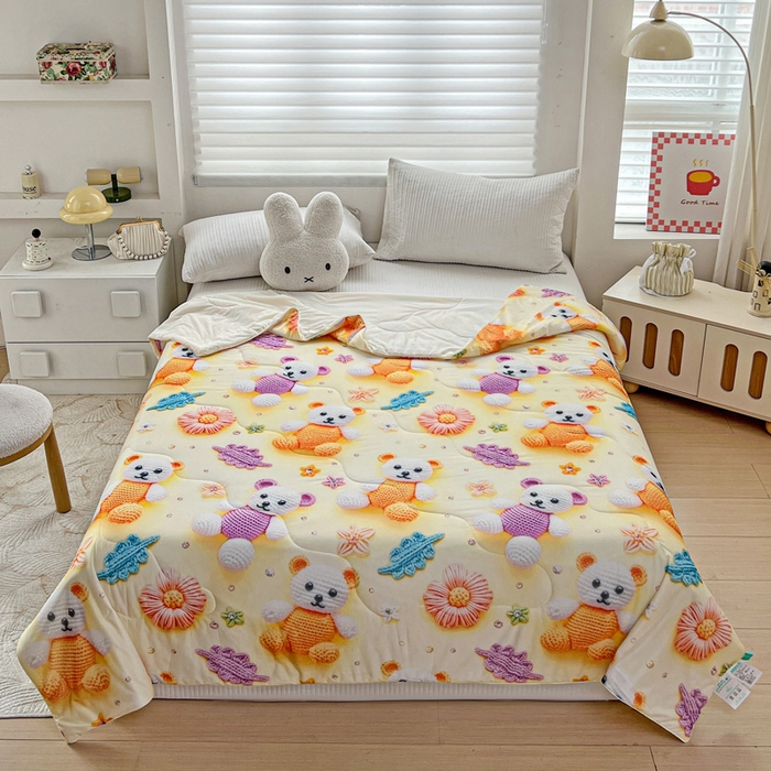 庭彤 2025新款5D夏被空调被A类云母仿锦氨凉感丝夏凉被子被芯【 量大可谈】 5D数码可爱熊