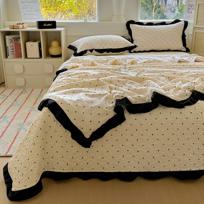 91家纺网 家纺一手货源 找家纺 （总）美梦家纺 2025新款水洗棉花边夹棉床盖款四件套