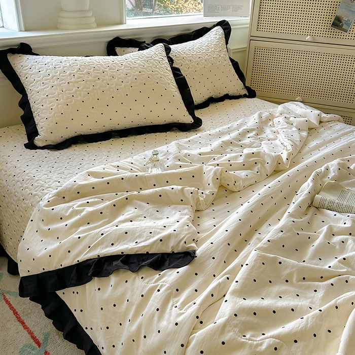 91家纺网 家纺一手货源 找家纺 （总）美梦家纺 2025新款水洗棉花边夹棉床盖款四件套