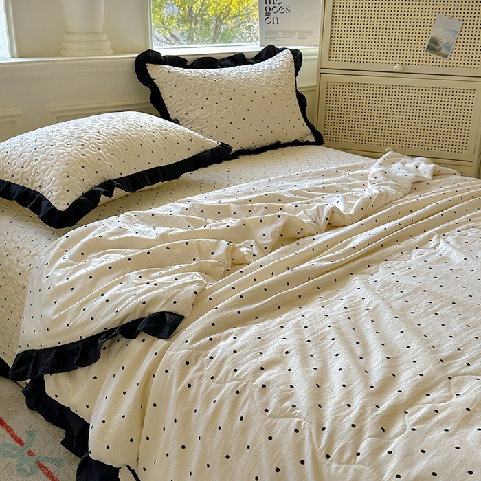 91家纺网 家纺一手货源 找家纺 （总）美梦家纺 2025新款水洗棉花边夹棉床盖款四件套