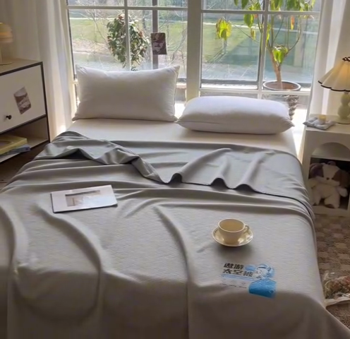 91家纺网 家纺一手货源 找家纺 阿牛席业 2025春夏新款双面云母夏被夏凉被空调被 太空-雪山灰