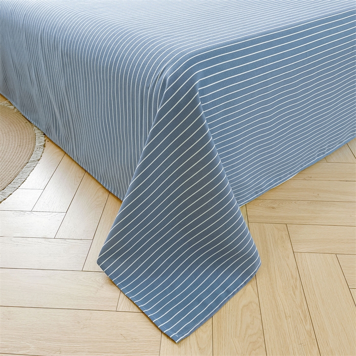 91家纺网 家纺一手货源 找家纺 美梦里 2025新款无印老粗布床单凉席席子 云熙蓝