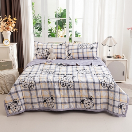 91家纺网 家纺一手货源 找家纺 乐居坊2025新款亲肤舒适印花芦荟棉夏凉被四件套 派对动物