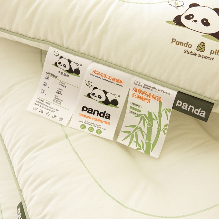 91家纺网 家纺一手货源 找家纺 爱来伊2025新款Q萌熊猫A类全棉亲子定型护颈枕芯儿童学生成人家用枕头 Q萌熊猫亲子枕-成人款中枕48×74㎝【单只】