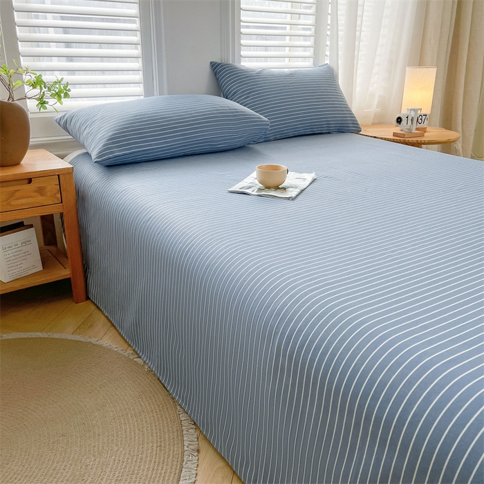 91家纺网 家纺一手货源 找家纺 美梦里 2025新款无印老粗布床单凉席席子 云熙蓝