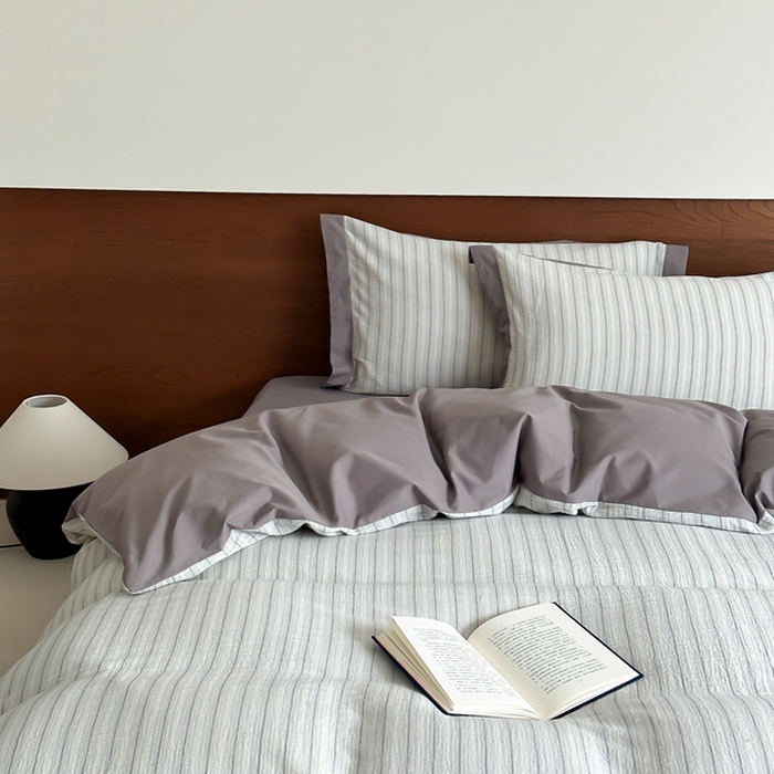 91家纺网 家纺一手货源 找家纺 旷野2025新款全棉纯棉A类婴幼儿级双层纱皱皱纱四件套 理想三旬-灰