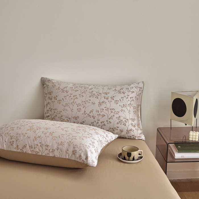 91家纺网 家纺一手货源 找家纺 琪格格纺织  2025新款色织天丝棉提花四件套 春絮-咖