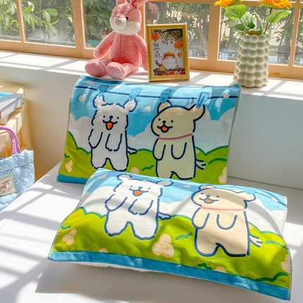 91家纺网 家纺一手货源 找家纺 （总）美宜家 2025新款40*60儿童纯棉A类纱布枕巾乳胶专用高档枕巾