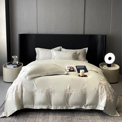 优悦 2025新款冰丝简奢绣花四件套 雅韵佳人-绿