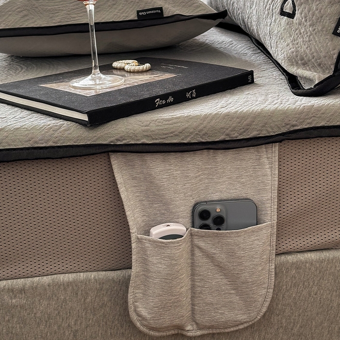 91家纺网 家纺一手货源 找家纺 圆岛家纺 2025新款3D高分子凉感浮雕提花软凉席床笠款三件套 漠语-灰