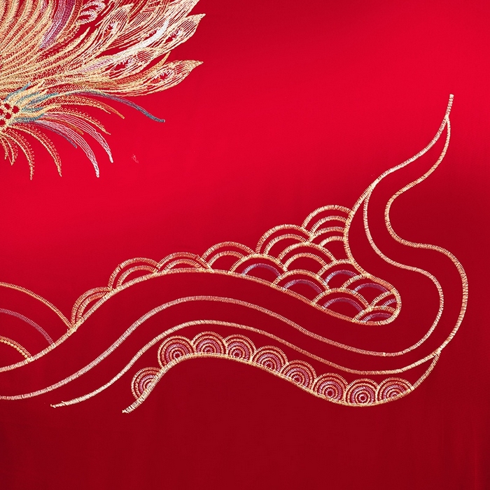 91家纺网 家纺一手货源 找家纺 晶缦家纺 2025新款喷气全棉13376婚庆绣花四件套 龙啸凤吟