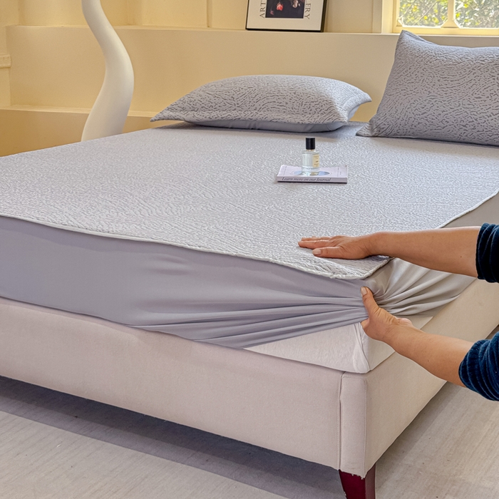 91家纺网 家纺一手货源 找家纺 棉生活家纺 2025新款高端款冰离子超软按摩凉席 豹纹-灰-床笠款