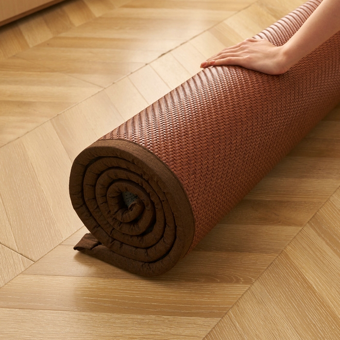 91家纺网 家纺一手货源 找家纺 锦丝钰床垫  2025新款高端Pe冷感藤席地铺垫 Pe红