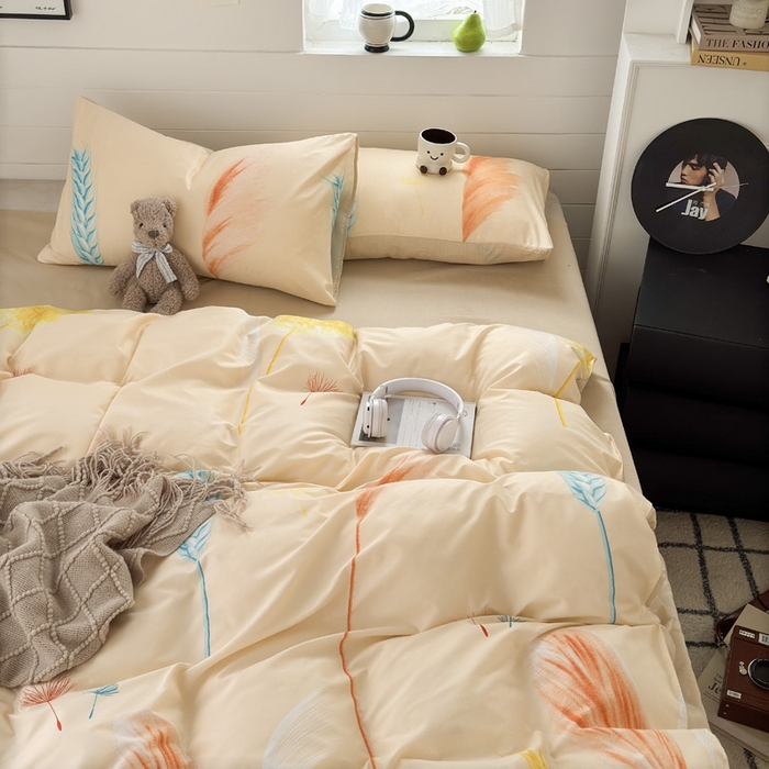 91家纺网 家纺一手货源 找家纺 可可家纺 2025新款印花卡通芦荟棉四件套亲肤床单被套三件套 丰收季节