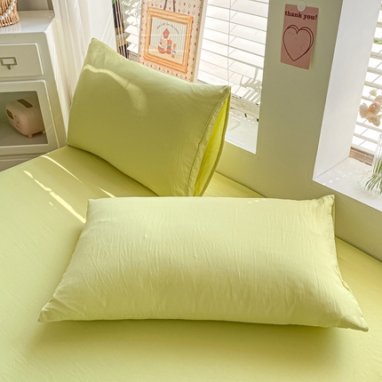 91家纺网 家纺一手货源 找家纺 （总）芷凡家纺 2025新款水洗棉印花纯色格子条纹单枕套