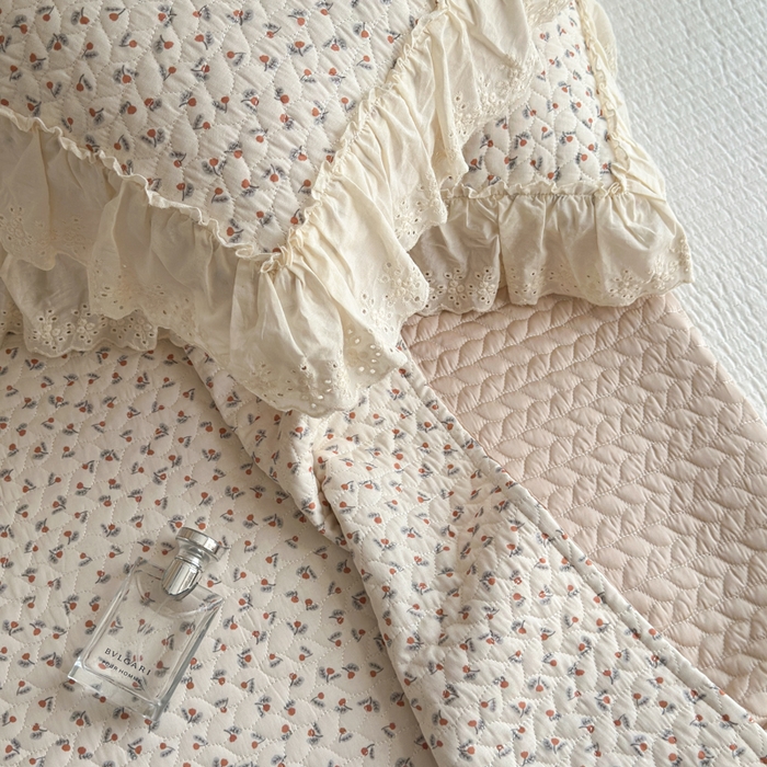 91家纺网 家纺一手货源 找家纺 淑女公社家纺  2025春夏新款法式纯棉双层纱夏被床盖四件套 小香郁