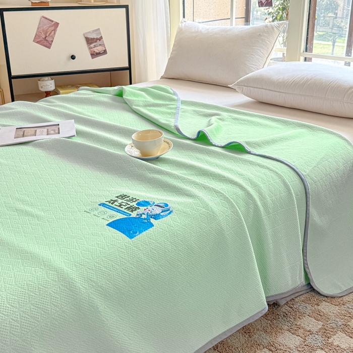 91家纺网 家纺一手货源 找家纺 阿牛席业 2025春夏新款双面云母夏被夏凉被空调被 太空-琉璃绿