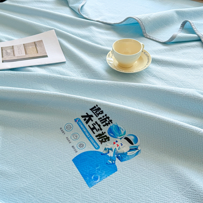 91家纺网 家纺一手货源 找家纺 阿牛席业 2025春夏新款双面云母夏被夏凉被空调被 太空-冰河蓝