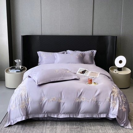 91家纺网 家纺一手货源 找家纺 （总）优悦 2025新款冰丝简奢绣花四件套