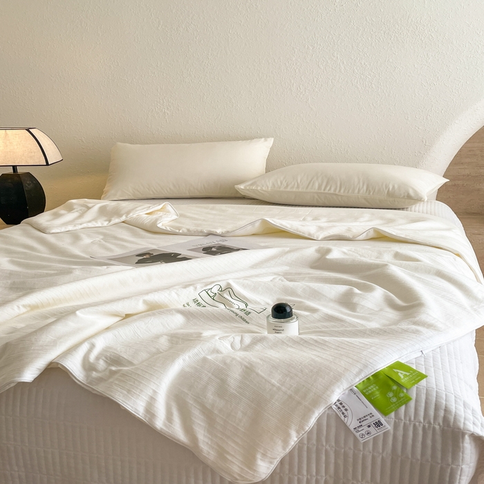 91家纺网 家纺一手货源 找家纺 圣梦莱羽绒家纺 2025新款全棉水洗棉冬被超柔四季被提花30%大豆被芯夏凉被 夏被