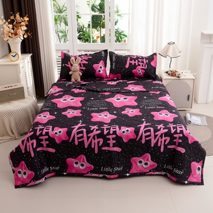 91家纺网 家纺一手货源 找家纺 乐居坊2025新款亲肤舒适印花芦荟棉夏凉被四件套 有爱