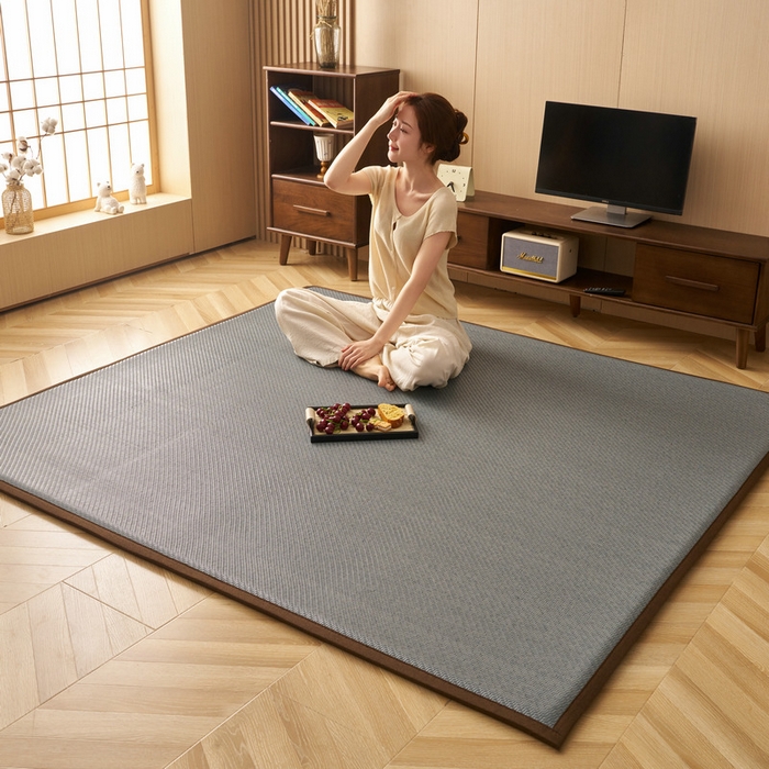 91家纺网 家纺一手货源 找家纺 锦丝钰床垫  2025新款高端Pe冷感藤席地铺垫 Pe青灰