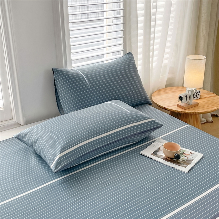 91家纺网 家纺一手货源 找家纺 美梦里 2025新款无印老粗布床单凉席席子 豆蔻蓝