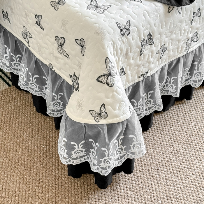 91家纺网 家纺一手货源 找家纺 绣女坊 2025新款时尚印花水洗棉被套款床盖四件套-赫本风 赫本风-蝴蝶