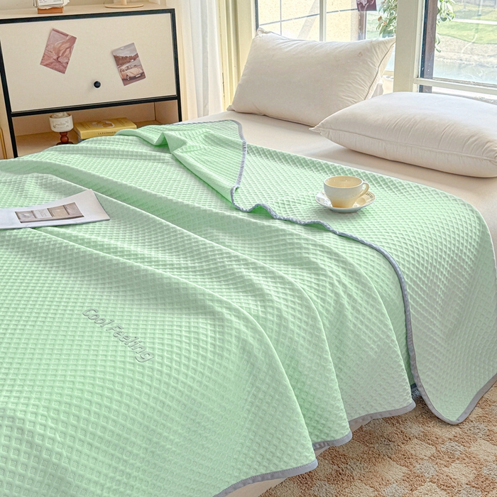 91家纺网 家纺一手货源 找家纺 阿牛席业 2025春夏新款双面云母夏被夏凉被空调被 沐夏-琉璃绿