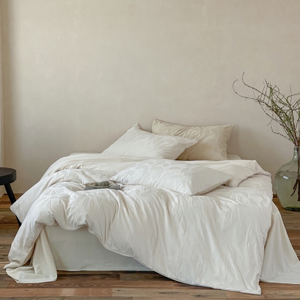 例外Home 2025新款立体提花羽叶系列四件套 羽叶-米白