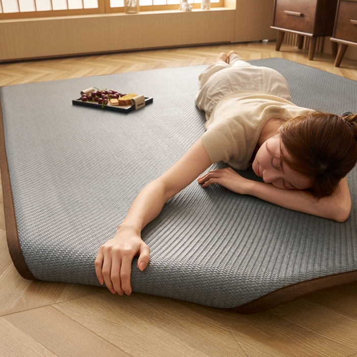 91家纺网 家纺一手货源 找家纺 锦丝钰床垫  2025新款高端Pe冷感藤席地铺垫 Pe青灰