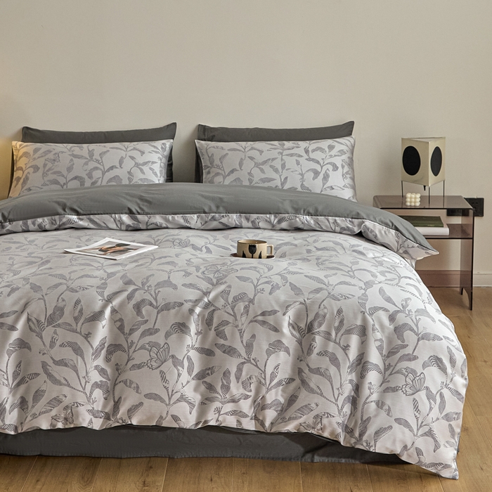 91家纺网 家纺一手货源 找家纺 琪格格纺织  2025新款色织天丝棉提花四件套 初叶