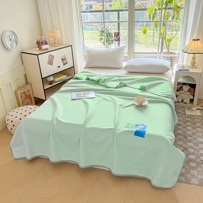 91家纺网 家纺一手货源 找家纺 阿牛席业 2025春夏新款双面云母夏被夏凉被空调被 太空-琉璃绿