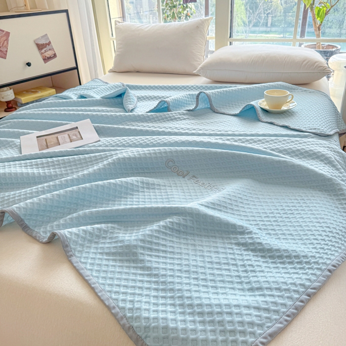 91家纺网 家纺一手货源 找家纺 阿牛席业 2025春夏新款双面云母夏被夏凉被空调被 沐夏-冰河蓝
